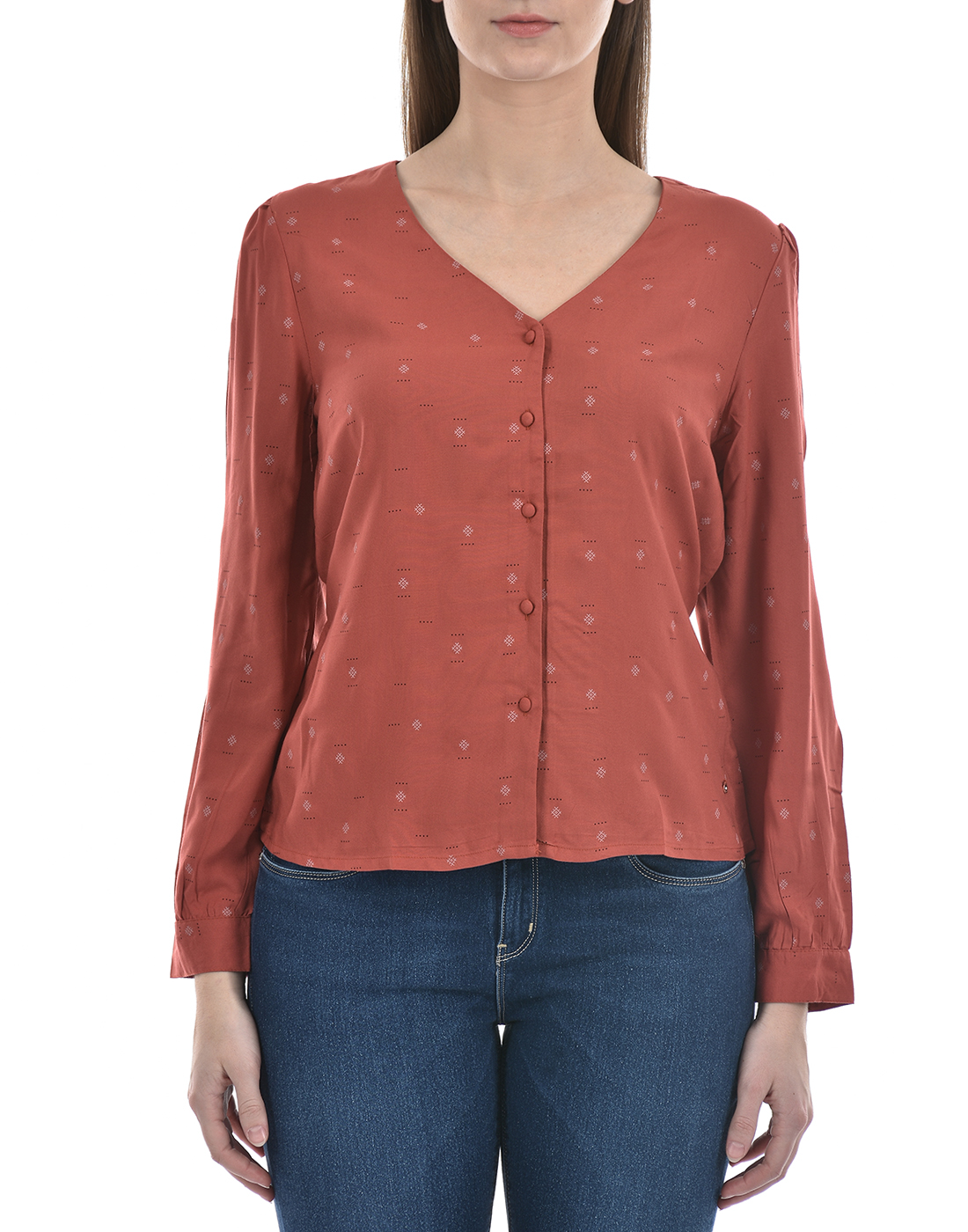 Numero Uno Women All Over Print Orange Top